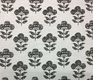 BALLARD DESIGN NITISHA GRAPHITE InsideOut® GRAY FLORAL FABRIC BY THE YARD 56"W - Picture 1 of 6