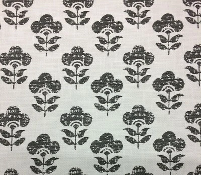 BALLARD DESIGN NITISHA GRAPHITE InsideOut® GRAY FLORAL FABRIC BY THE YARD 56"W - Image 1 of 4