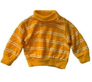 Vintage Penneys gelber Pullover 70er Streifen Kleinkindzeit Rollkragen Acryl Oberteil 1 - Bild 1 von 10