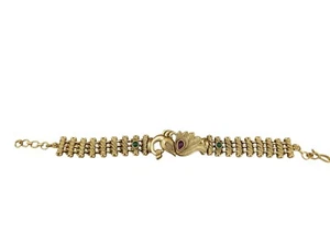 Gold Plated Bracelet Raksha Bandhan Gift Peacock Style New Antique Bracelet - Picture 1 of 4