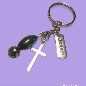 Key Chaim Be Enough Green and Gold Handmade in USA World Shipping - Picture 1 of 3