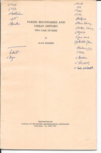 Author's Copy - Parish Boundaries & Urban History - Nottingham, Stamford, *** - Picture 1 of 1