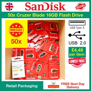 50x SanDisk Cruzer Blade USB 16GB Flash, Wholesale, Bulk Price, Lot - Picture 1 of 3