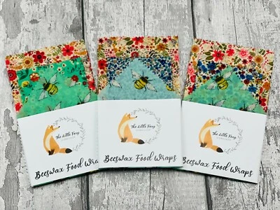 THE LITTLE FOXY WORKSHOP 🦊XXL Natural Reusable Beeswax Food Wrap - Set Of 3 (40x40, 30x30, 20x20)