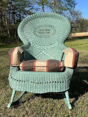 Antique Heywood Wakefield Rocker Prominent / Famous TN Estate Wicker Chair Cover