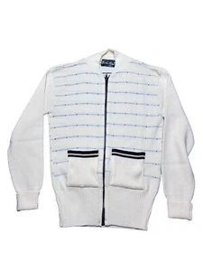 Cárdigan Jersey TORRE EIFFEL Talla Pequeña Tejido Vintage Crema Para Hombre Top - Imagen 1 de 10