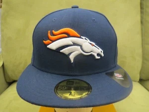 New Era Denver Broncos Azul Marino Sombrero Ajustado, Talla 7 5/8 - Imagen 1 de 4
