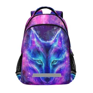 ALAZA Wolf Print Galaxy Starry Sky Animal Backpack Purse for Women Men Person... - Picture 1 of 5