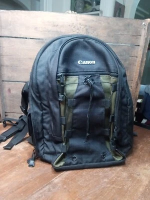 Canon Deluxe Camera Photo Backpack Black Olive Green Nylon Bag 200 EG - Image 1 of 4