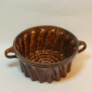Vintage Redware Swirl Pudding Bundt Cake Food Mold Glazed Stoneware Ceramic - Picture 1 of 12