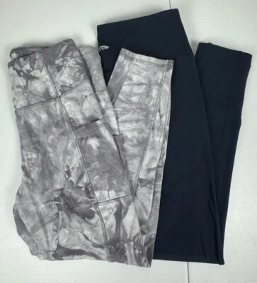 Lote de 2 Leggings Marika Yoga Sólidos Negros y Negros/Blanco/Gris Tie Dye Talla Grande Foto 1 de 4
