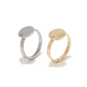 20pcs Gold/Silver Stainless Steel Round Flat Ring Base Adjustable Ring Settings - Picture 1 of 6