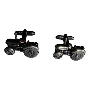 Burnished Silver Cabless Traditional Tractor silver-plated torpedo cufflinks in - Picture 1 of 2
