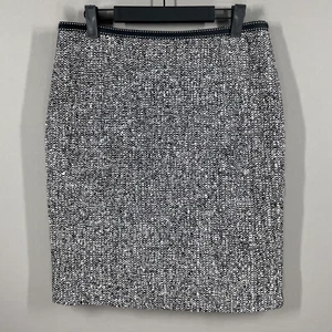Cynthia Steffe Skirt Womens 8 black white pencil straight woven - Picture 1 of 9