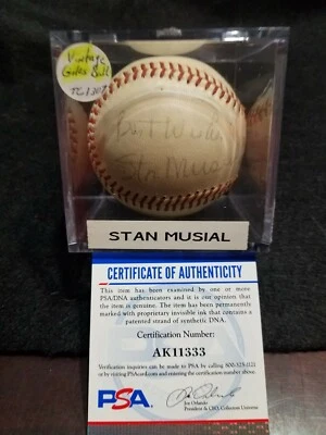 Stan Musial VINTAGE Autograph Auto Signed  GILES SPAULDING  Baseball PSA Cert  - Image 1 of 4