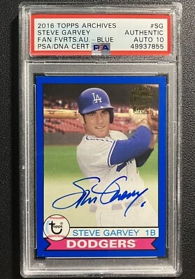 2016 Topps Archives Steve Garvey /199 BLUE Signed PSA/DNA Auto Grade 10 Fan Fav  - Image 1 of 3