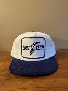 Vintage Goodyear Corduroy Trucker Snapback Patch Hat Cap Made in USA NWT - Picture 1 of 5