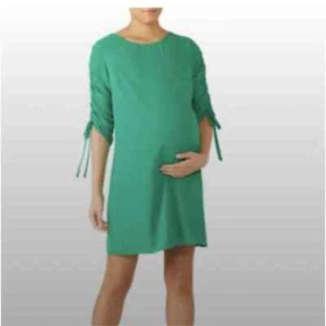 Amanda Uprichard Saddle Ruched Sleeve Maternity Short Shift Dress in Green Sz P - Picture 1 of 10