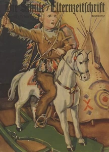 `Indio ` en caballo mecedor 1937 impresión artística / cubierta Alemania - Imagen 1 de 1