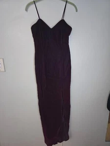 Vintage 90s Red Burgundy Dark Romantic Gothic Prom Dress Size 3/4 Velvet Gown *r - Picture 1 of 15