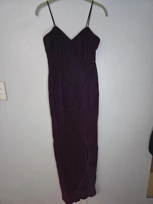 Vintage 90s Red Burgundy Dark Romantic Gothic Prom Dress Size 3/4 Velvet Gown *r - Image 1 of 4