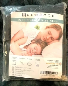 New Full Fitted Sheet Deep Pocket Elastic Bed Sheets Twin - Black - Picture 1 of 2