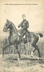 WWI Postcard Albert King Of Belgium Reviewing Troops From Horseback - Picture 1 of 2