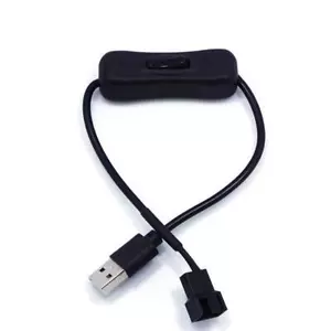 2 Pack Usb To 3pin / 4pin Pwm 5v Usb Sleeved Fan Power Adapter Cable With Switch - Picture 1 of 5