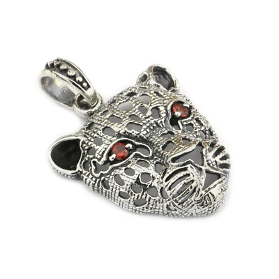 Colgante de leopardo hueco de plata esterlina 925 ojos circonita roja joyería punk 8A036D DZ Foto 1 de 4