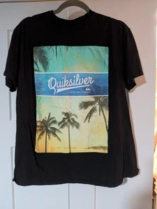 T-shirt nera Quicksilver Radical Times In Paradise taglia M maculata sul retro  - Foto 1 di 4