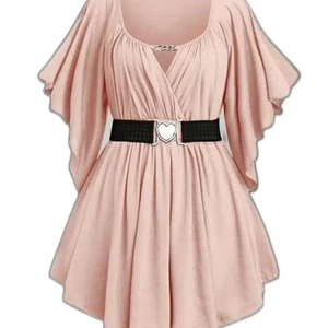 NEU - Bluse mit Schlüssellochausschnitt, geraffter Taille Größe 4X -3 Farben zur Auswahl - Bild 1 von 10