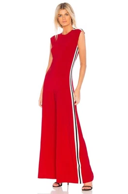 $185 NORMA KAMALI Tango & Engineered Stripe sleeveless wide-leg jumpsuit - Red M - Image 1 of 4