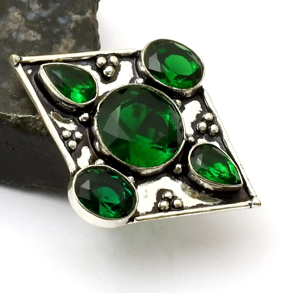 Кольцо ювелирное украшение ручной работы с зеленым кварцем драгоценными камнями для свадьбы размер США - 6,25 AR 40960 - Изображение 1 из 1