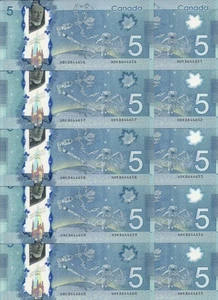 Canada $5 2013 POLYMER Macklem * Poloz HBK pick #106b Bundle 10 pcs - Picture 1 of 3