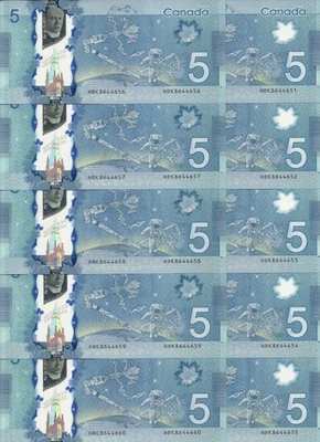 Canada $5 2013 POLYMER Macklem * Poloz HBK pick #106b Bundle 10 pcs - Image 1 of 3
