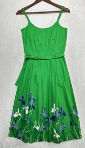 Vintage 60s Malia Sundress Size 4 Green Orchid Lily Floral Sleeveless Dress - Picture 1 of 17