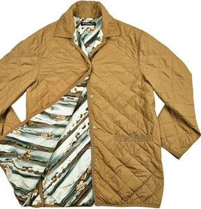 HOT ITALY Mujer SALVATORE FERRAGAMO @ DIAMANTE ACOLCHADO FORRADO MARRÓN BRONCEADO Chaqueta M - Imagen 1 de 13