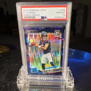 2023 Donruss Optic CJ Stroud #244 RC Rated Rookie Purple Shock PSA 10 Texans - Bild 1 von 2