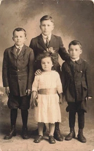 RPPC BILOSIR CHILDREN JOHN BILL STEVE NETTIE c1910 REAL PHOTO POSTCARD 092325 U - Picture 1 of 2