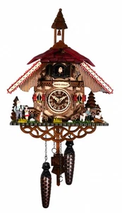 Quartz Cuckoo Clock Black forest house with music EN 3443 QM NEW - Picture 1 of 1