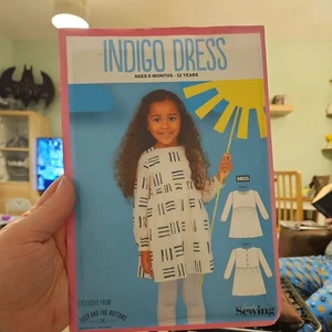 Simply Sewing Child's Indigo Dress Ages 0 months to 12 years New Uncut. - Picture 1 of 2