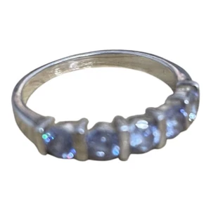 Sterling Sliver Ring 975 Pale Blue Stone Cubic Ziconia Costume Jewellery Size L - Picture 1 of 8