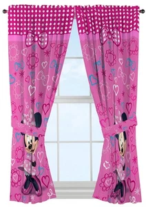 Disney Minnie Mouse Window Panels Curtains Drapes Pink Bow-tique, 42" x 63" each - Picture 1 of 4