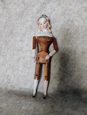 Muñeca de madera articulada Shackman Japón de colección muñeca maniquí cabeza bisque Foto 1 de 2