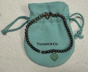 Vintage Genuine Tiffany & Co Tag Bracelet 7.5" Excellent W/ Bag & Box - Picture 1 of 7