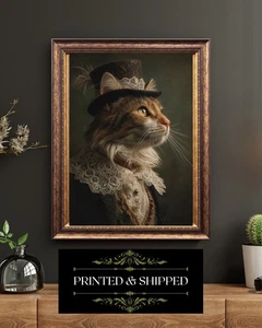 Victorian Cat Gentleman Portrait Vintage Feline Art Anthropomorphic Print - Picture 1 of 5