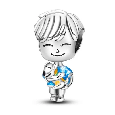 Collar pulsera Pandor con dije para perro niño, plata de ley 925 Foto 1 de 4