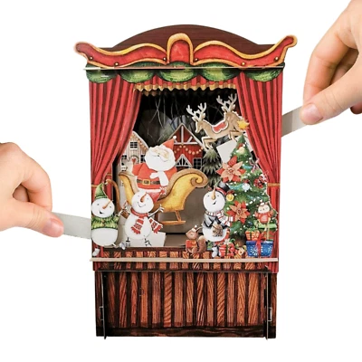 ALLJOY DESIGN Paper Theatre Santa & Sleigh 3D Pop Up Christmas Greeting Card By Alljoy Cards