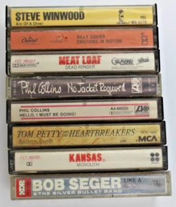 8 CASSETTE MEATLOAF TOM PETTY BOB SEGER BILLY SQUIER KANSAS PHIL COLLINS WINWOOD - Picture 1 of 9