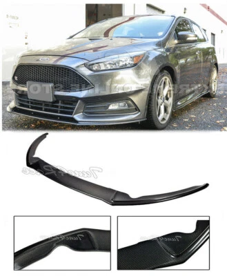 For 15-up Ford Focus ST MK3 Carbon Fiber Add On Splitter Front Lower Bumper Lip - Image 1 of 4